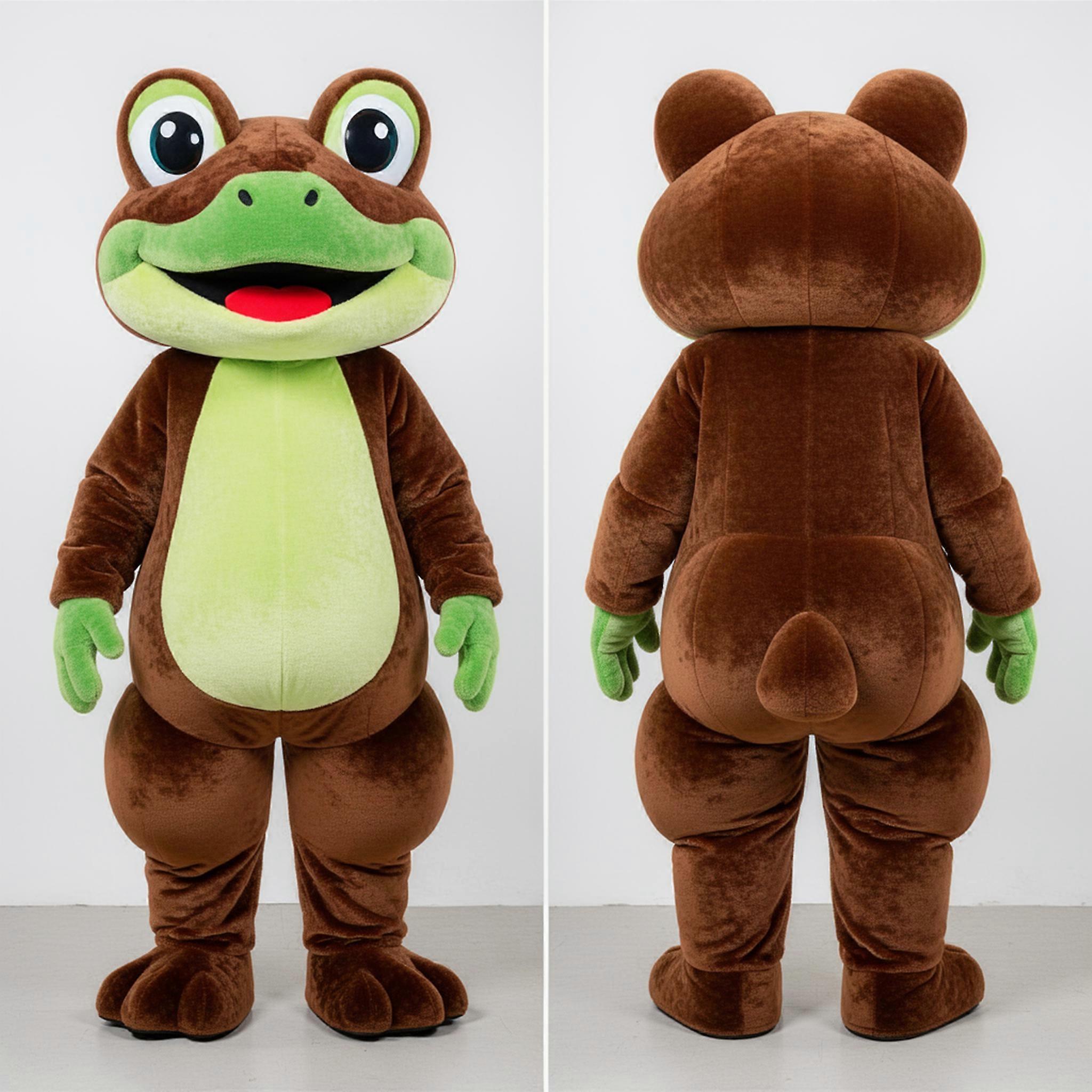 MASTICOT Brown Plush Friendly Frog Mascot