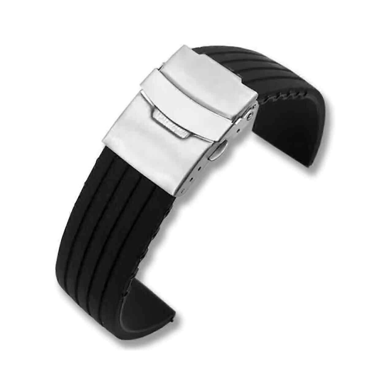 Quick Release Waterproof Silicone Watch Band with Stripe Pattern