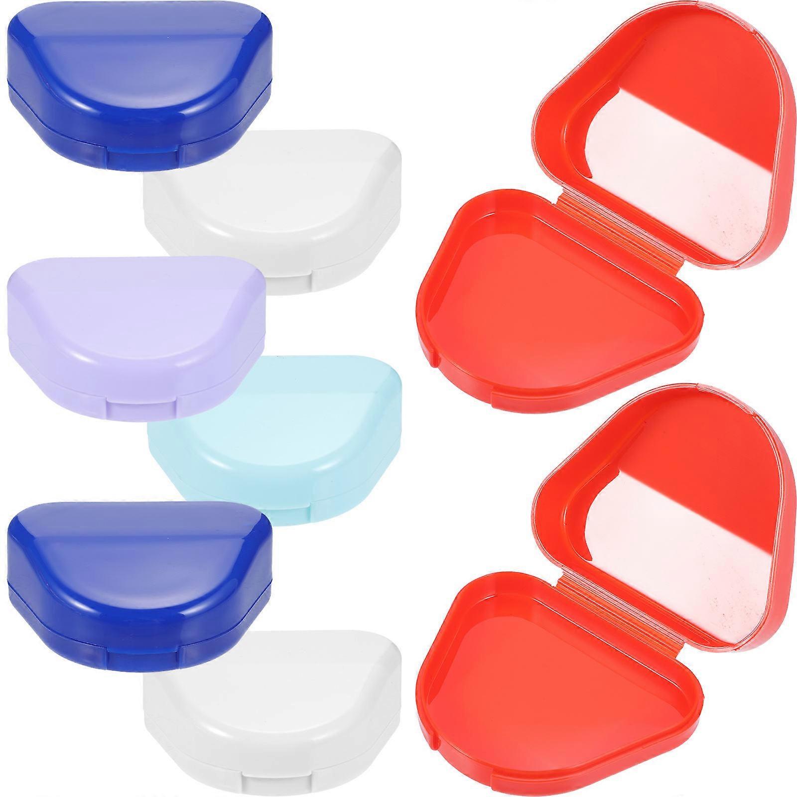 Denture Case Portable Denture Container for Storage 8Pcs Assorted Color Plastic
