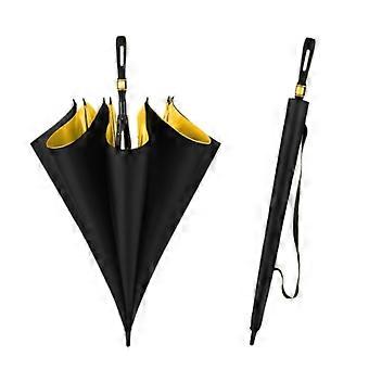 Yellow Windproof Travel Umbrella with Flashlight Handle, Dual Lighting Modes and Wide 135cm Coverage