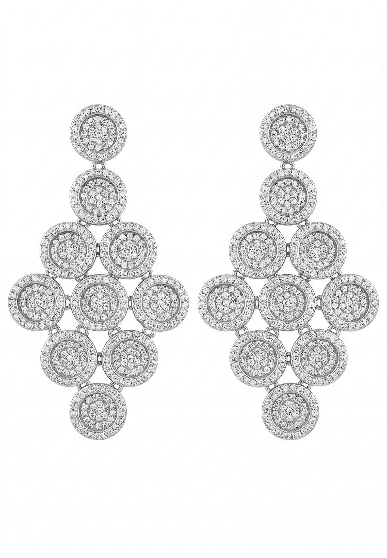 Mirage Disc Cascading Drop Earrings Silver