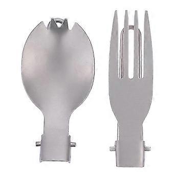 YUMILI Folding Forks Set, BiuZi Portable Basic Dessert Spork Fork Outdoor Camping Cutlery Travel Tableware Silver(02)_HP