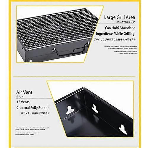 Portable Charcoal Grill with Large Cooking Surface, Efficient Ventilation, Folding Tabletop BBQ for Camping