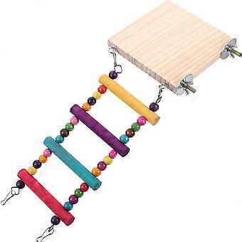 Bird Hanging Ladder Wooden Perch Stand for Playing with Assorted Color
