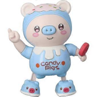 Brinquedo de Dança Fofo, Brinquedo Eletrônico de Plástico Portátil Porco Dançante Brinquedo Interativo para Crianças Baterias Não Incluídas (Azul) Brinquedos Elétricos, Pet Eletrônico