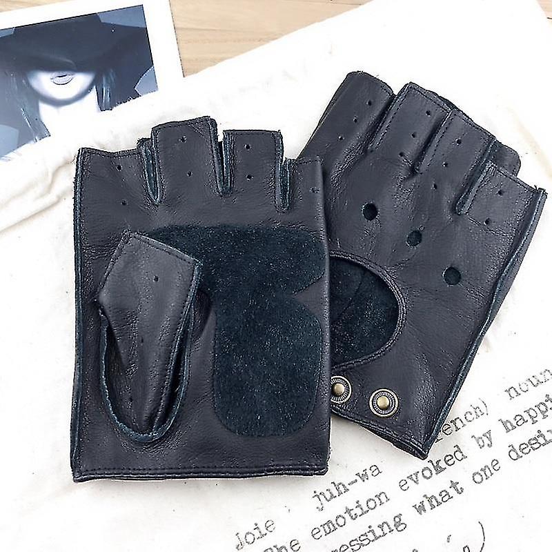 Hiver Vrai Cuir Sans Doigts Demi-doigt Gym Workout Fitness Gants de conduite