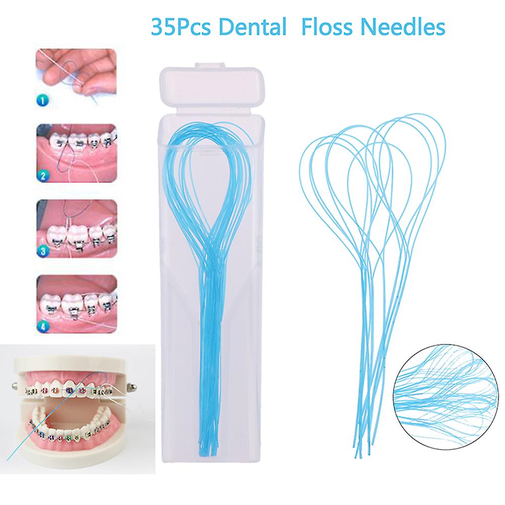 35pcs Dental Floss Threaders Tooth Holder Between Orthodontic Braces Bridge Hilo