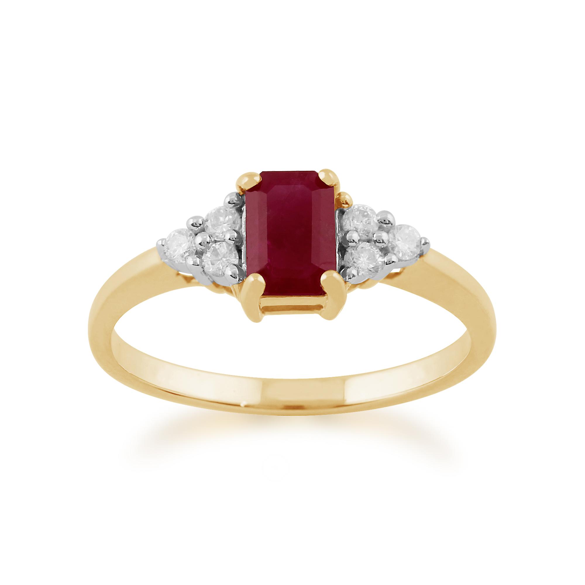 Classic Baguette Ruby & Diamond in 9ct Yellow Gold 26985
