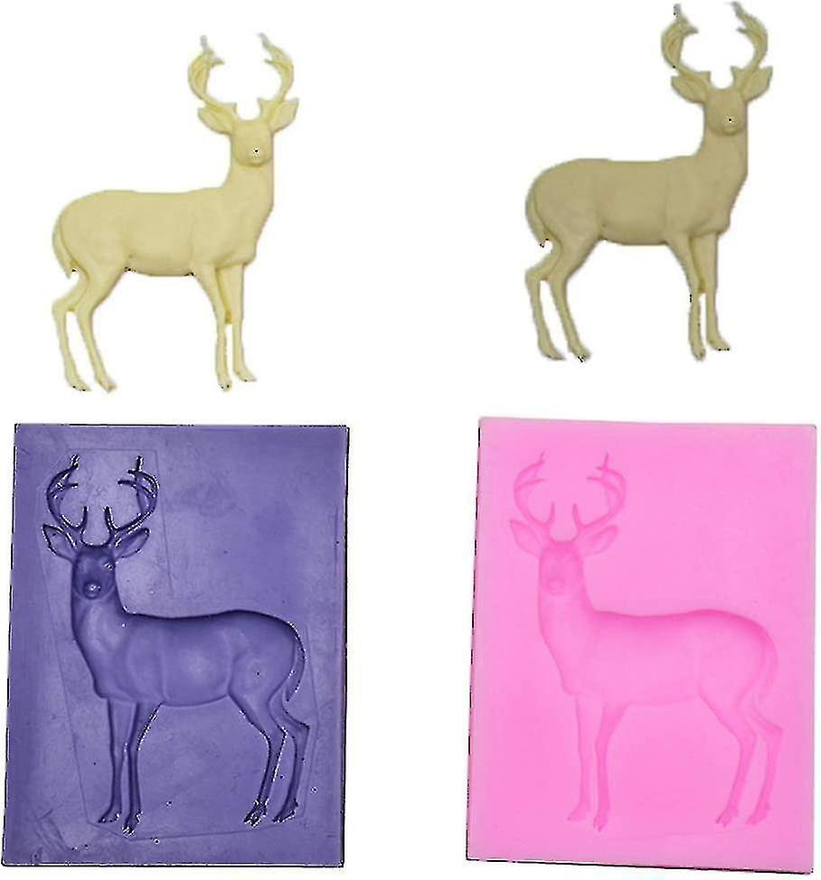 2 Pcs Christmas Deer Silicone Mold Fondant Cake Chocolate Cookie Decorating Mould Cake Tools New