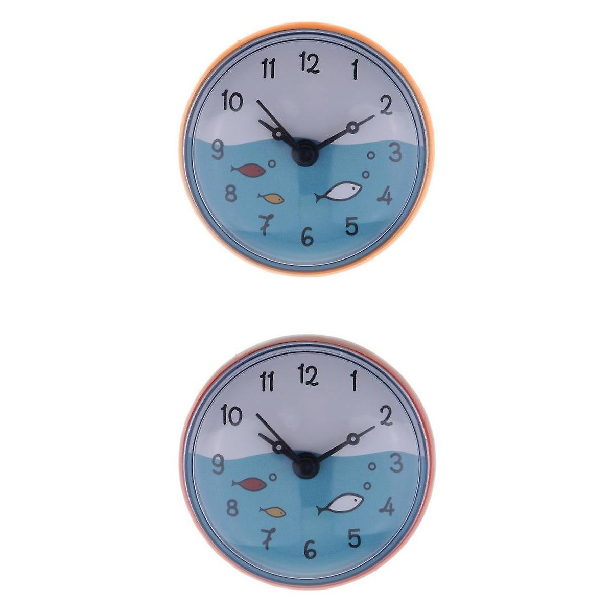 Bathroom Wall Suction Clock Waterproof Time Display Home Decor Gift 2-PACK