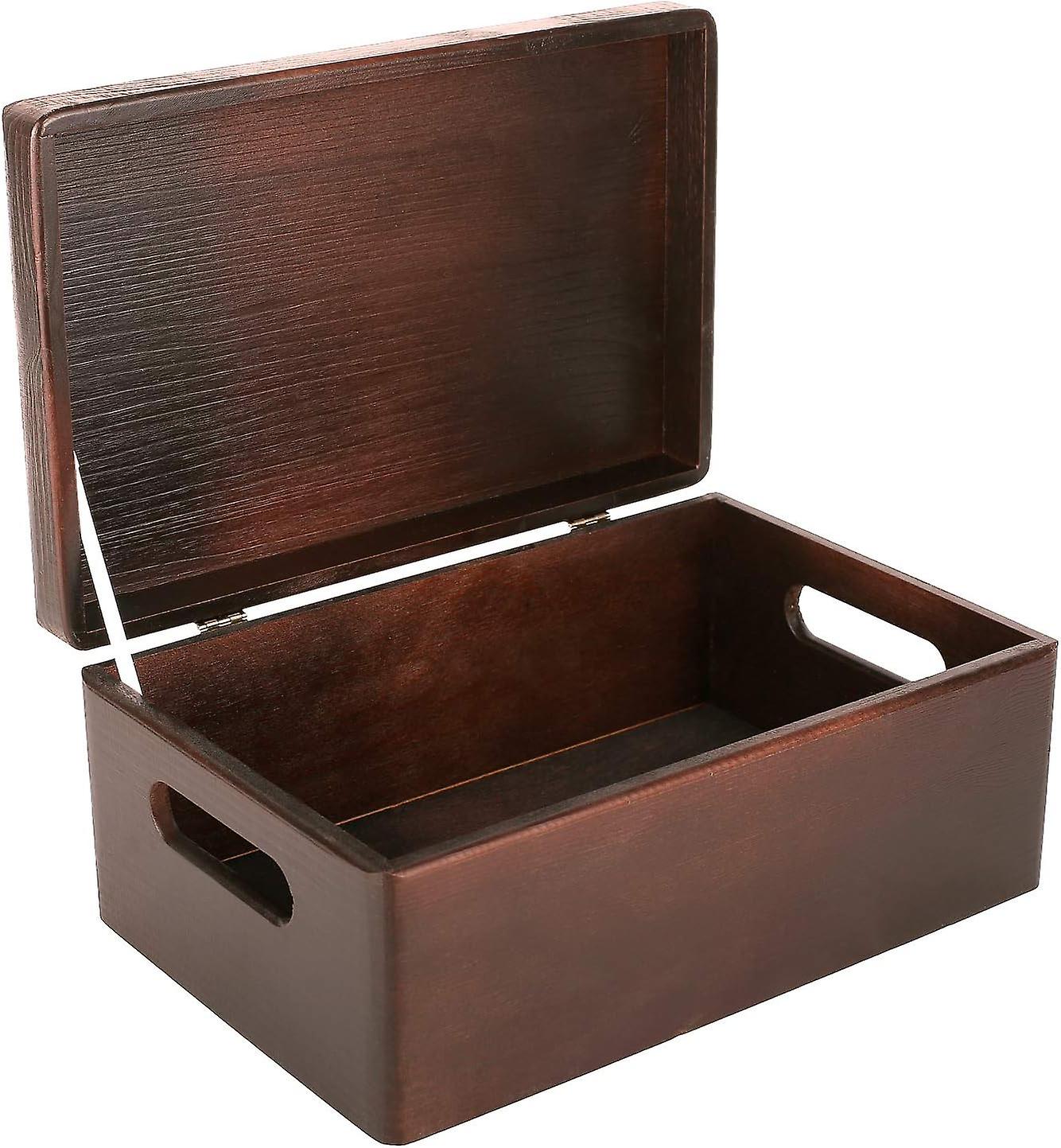 Brown Wooden Box with Lid | 30 x 20 x 14cm | Wooden Box, Memory Box with Lid and Handles | for gift