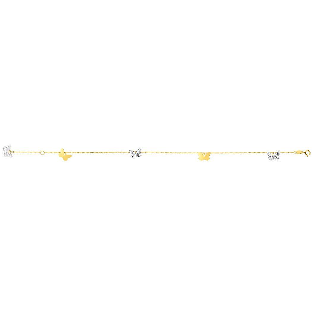 14k Yellow White Gold 1 7mm Shiny Sparkle Cut Fancy Anklet With Spring-Ring Clasp 10 Inch-Anklet for Women
