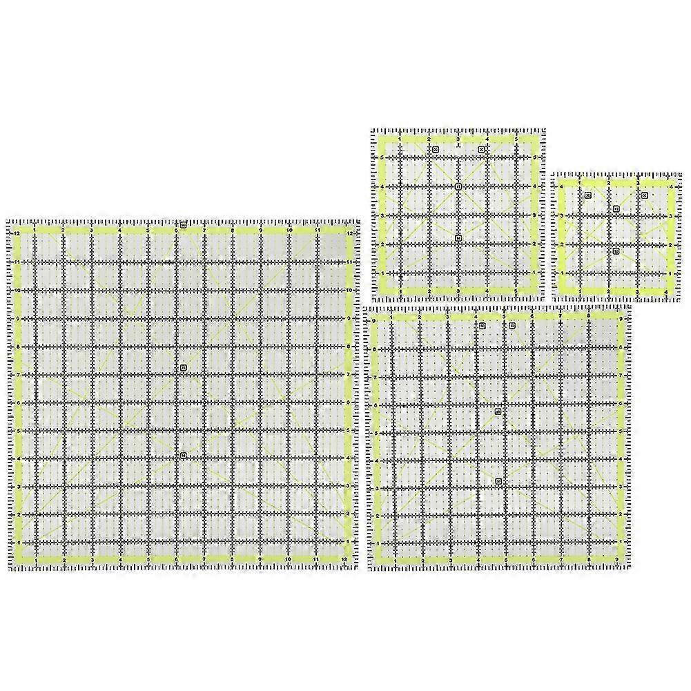 4Pcs Quilting Ruler Patch‑work Garment Tailor Inch Scale Angle Acrylic Double Color Grid