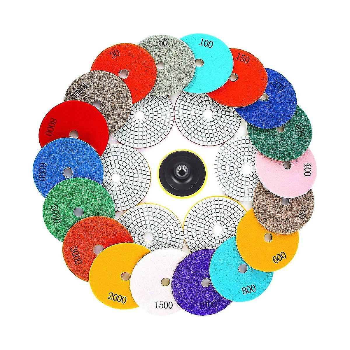 4 Inch Ing Pads With M10 Backer Pad, 18pcs 30-10000 Grit Wet/dry Pad Kit For D