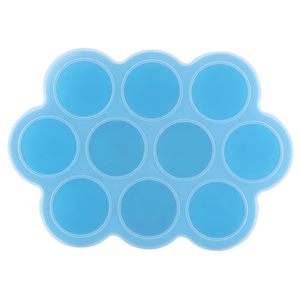 Silicone Freezer Tray, 10 Holes, Reusable Container with Lid for Homemade Baby Food (Blue)