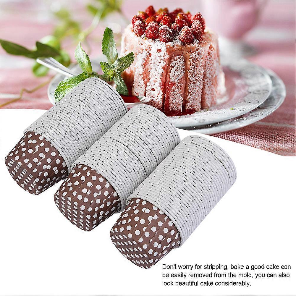 Cake Cup,100PCS Mini Cupcake Liners Paper Round Cake Baking Cups Muffin Cases Home Party Wedding(咖啡色波点)