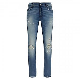 Men's Hugo Boss 734 Washed Blue Ripped Extra Slim Fit Jeans 431 50499066