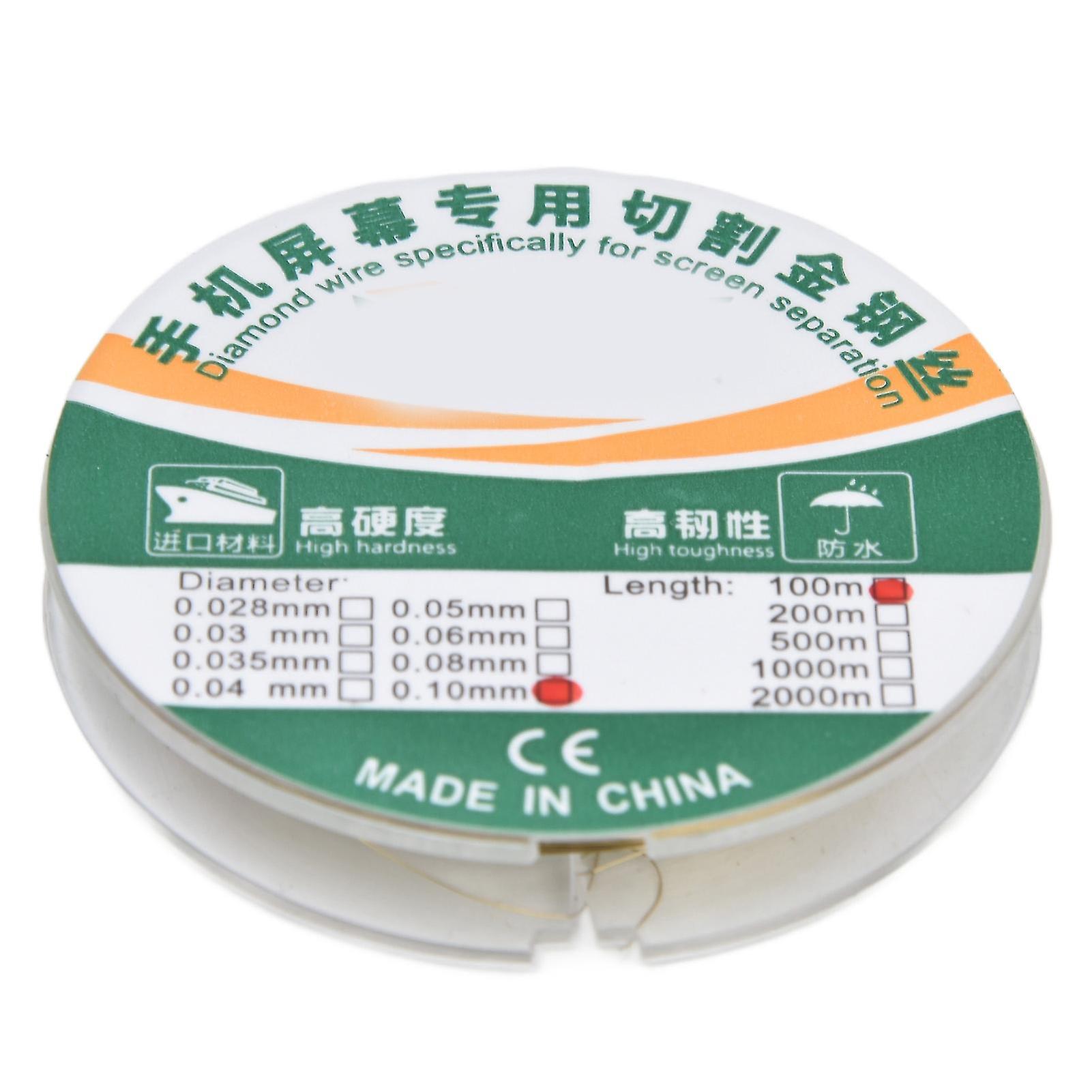 Qukaim Diamond Wire Cutting Wire Separation Line, Molybdenum Alloy, 100 Meters, Φ0.10mm, Suitable for Phone Screen, Wire Saw, Cutting String, High
