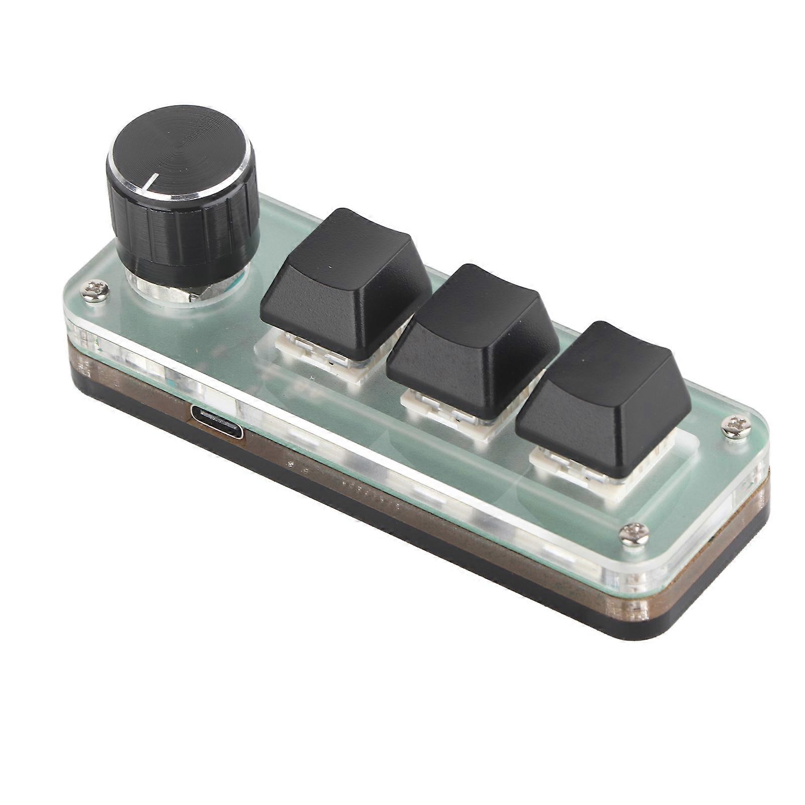 3 Key Small Keypad Multifunctional Shortcut RGB Backlight USB Mechanical Keyboard with Knob for DIY Programming Gaming