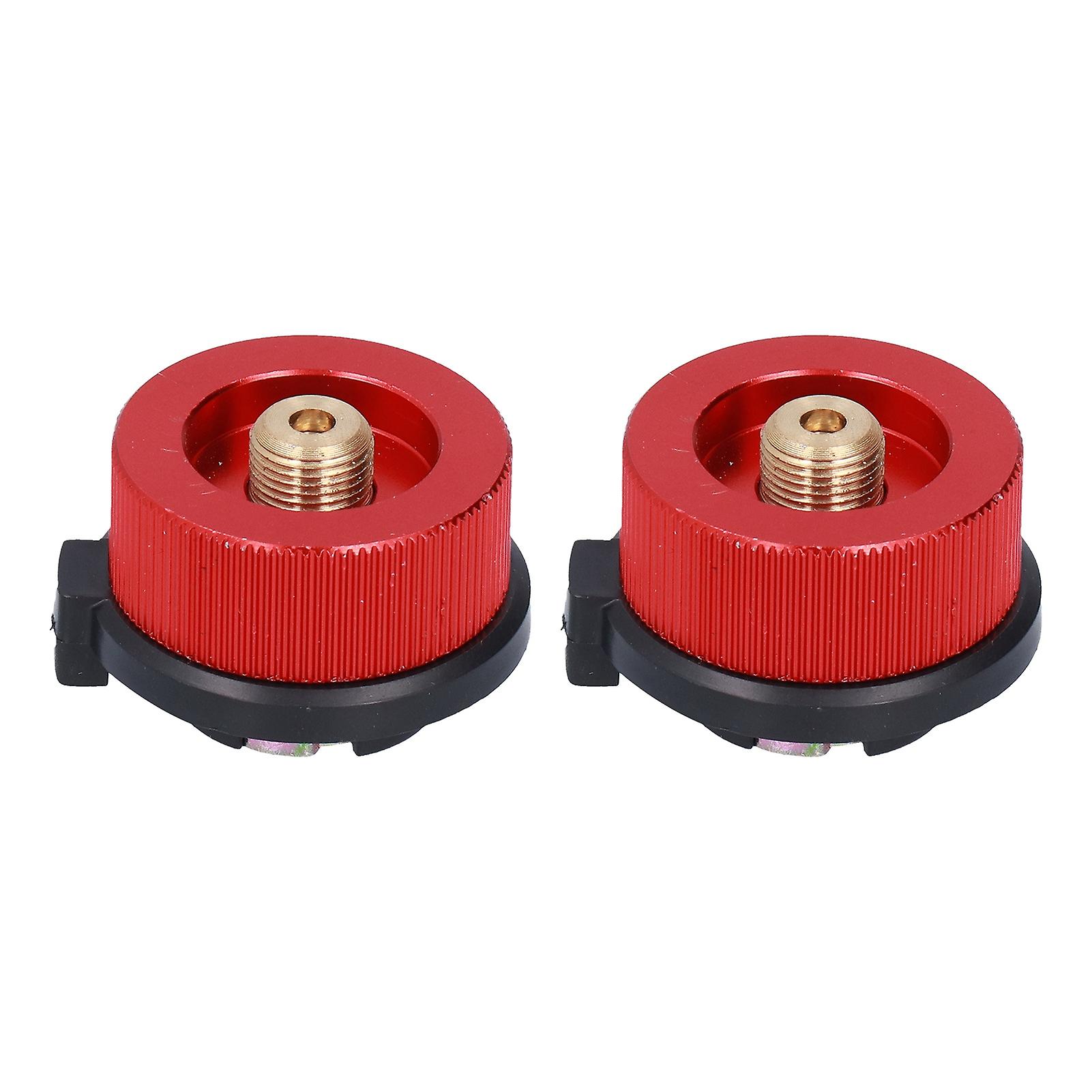 2Pcs Outdoor Camping Camping Stove Conversion Head Gas Tank Converter with Self Closing Function Red