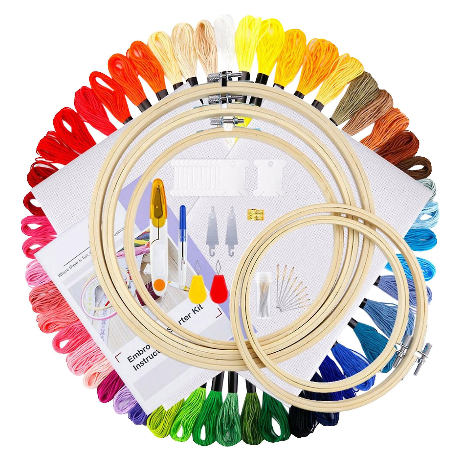 Cross Stitch Thread Tool Set Bamboo Embroidery Circle Handmade DIY Set