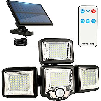 Solarlampen-Bewegungssensor für den Außenbereich, wasserdichte Solarleuchte, [4 Stück LED - 1200 Lumen], 360°-Beleuchtungswinkel, Solarlampe für den Außenbereich mit Fernbedienung für Gard
