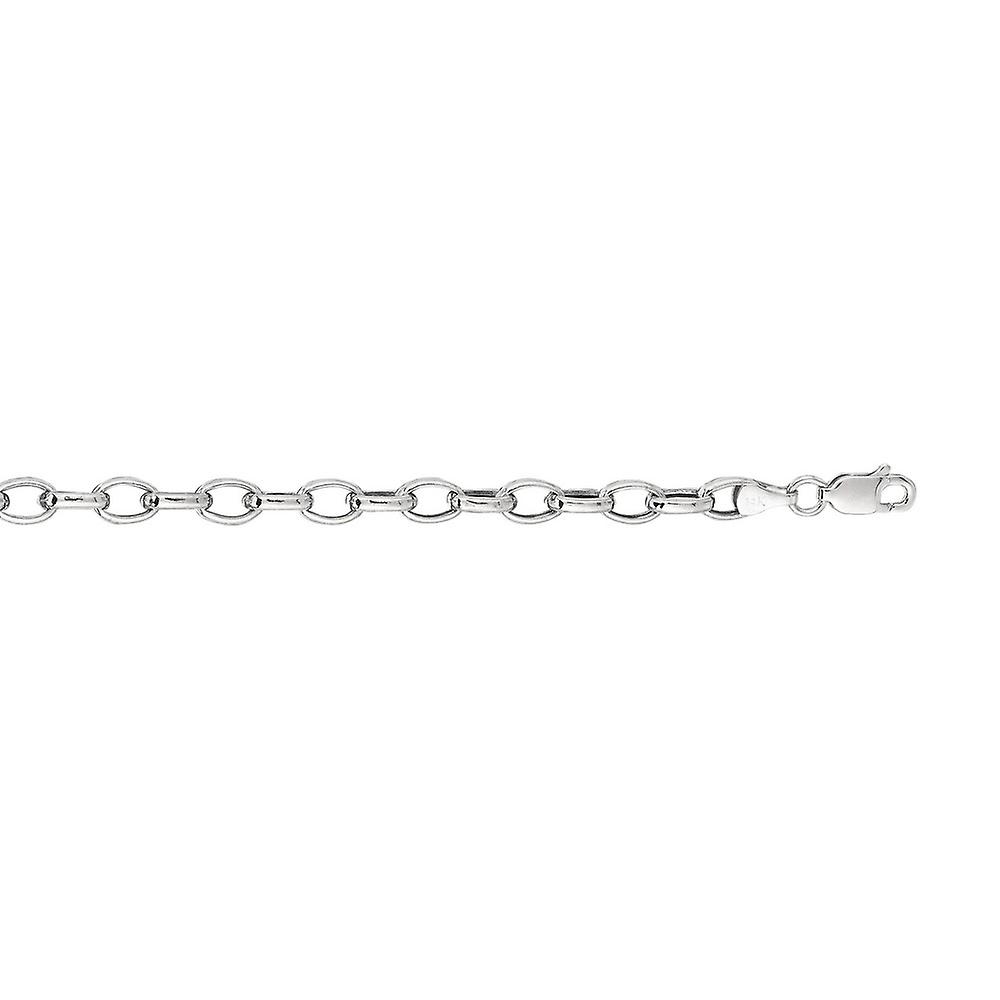 14Kホワイトゴールド4.6mmスパークルカットオーバルロロチェーンロブスタークラスプブレスレット付き7インチリンクブレスレット女性と男性用