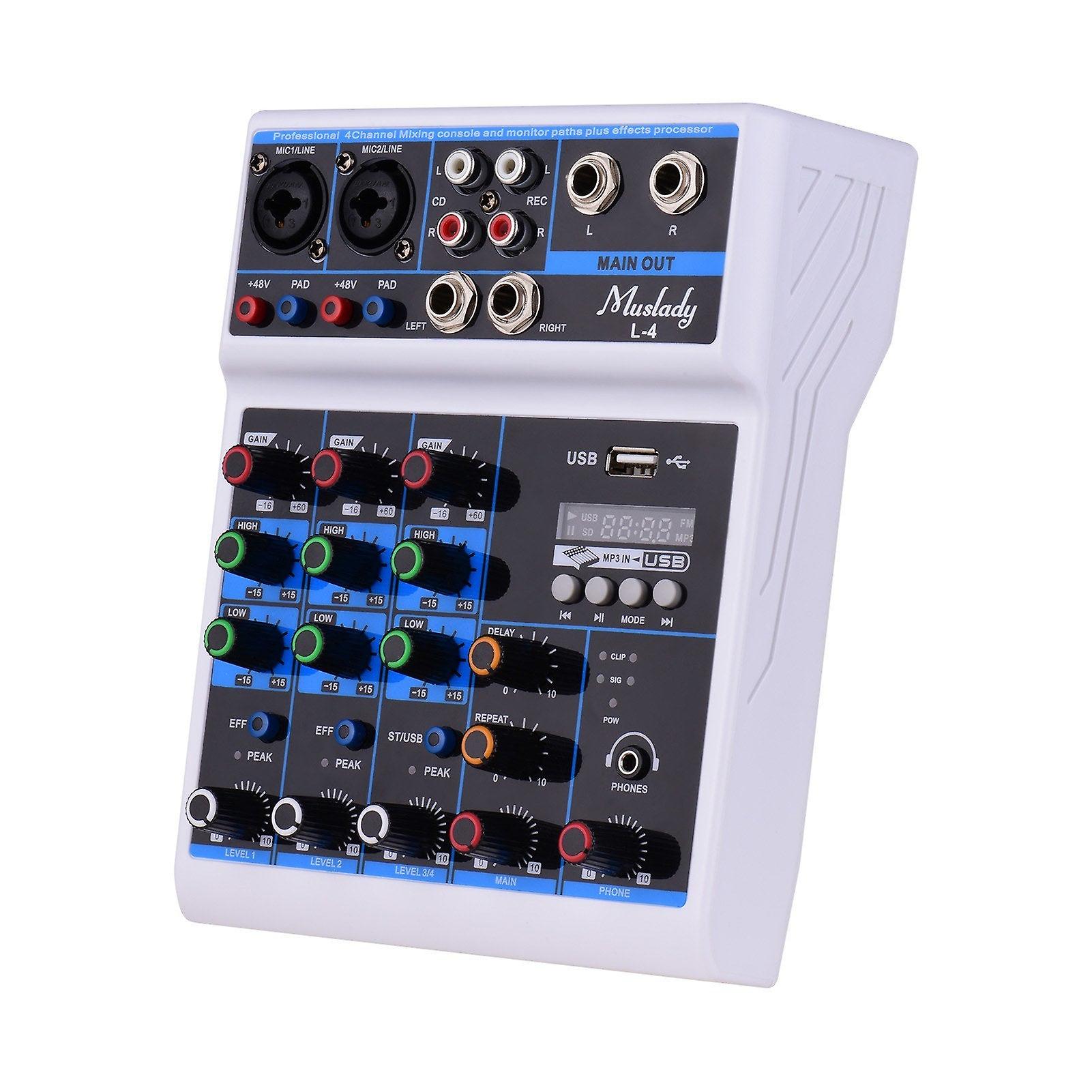 GreenZech 4-Channel Audio Mixer Mixing Console Led Screen