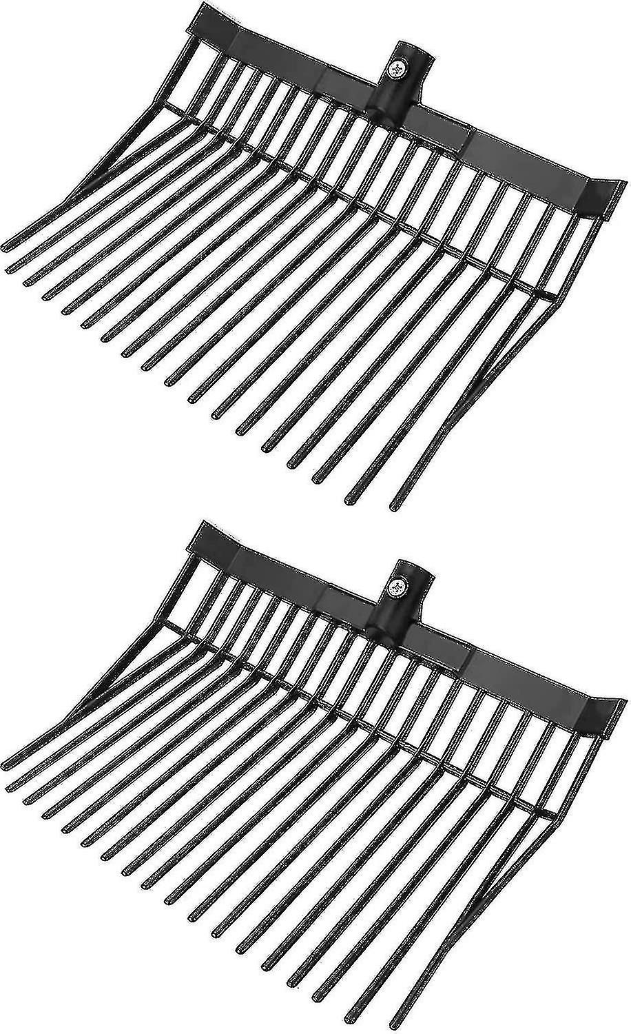 2 Pack Durable Anti-rust Pitchforks Head, Stable Polycarbonate Fork Replacement Head With 18 Tines-e