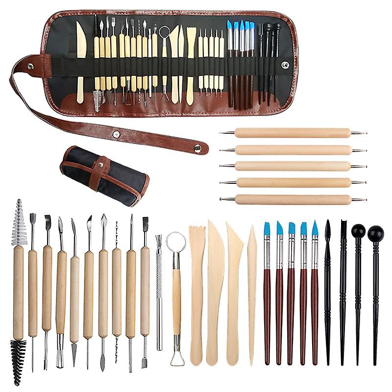 Pottery Tool, 30 Pieces Wooden and Stainless Steel Clay Pottery Tool, Sculpting Tools Clay Pottery T