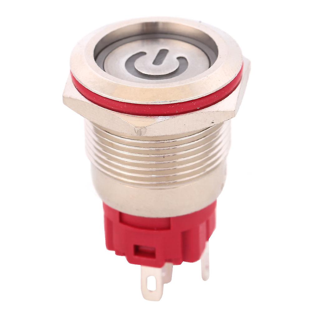 Metal Push Button Switch DC9~30V 19mm 1NO 1NC Self-Locking Switch with LightRing Power Lamp Flat Head self-locking
