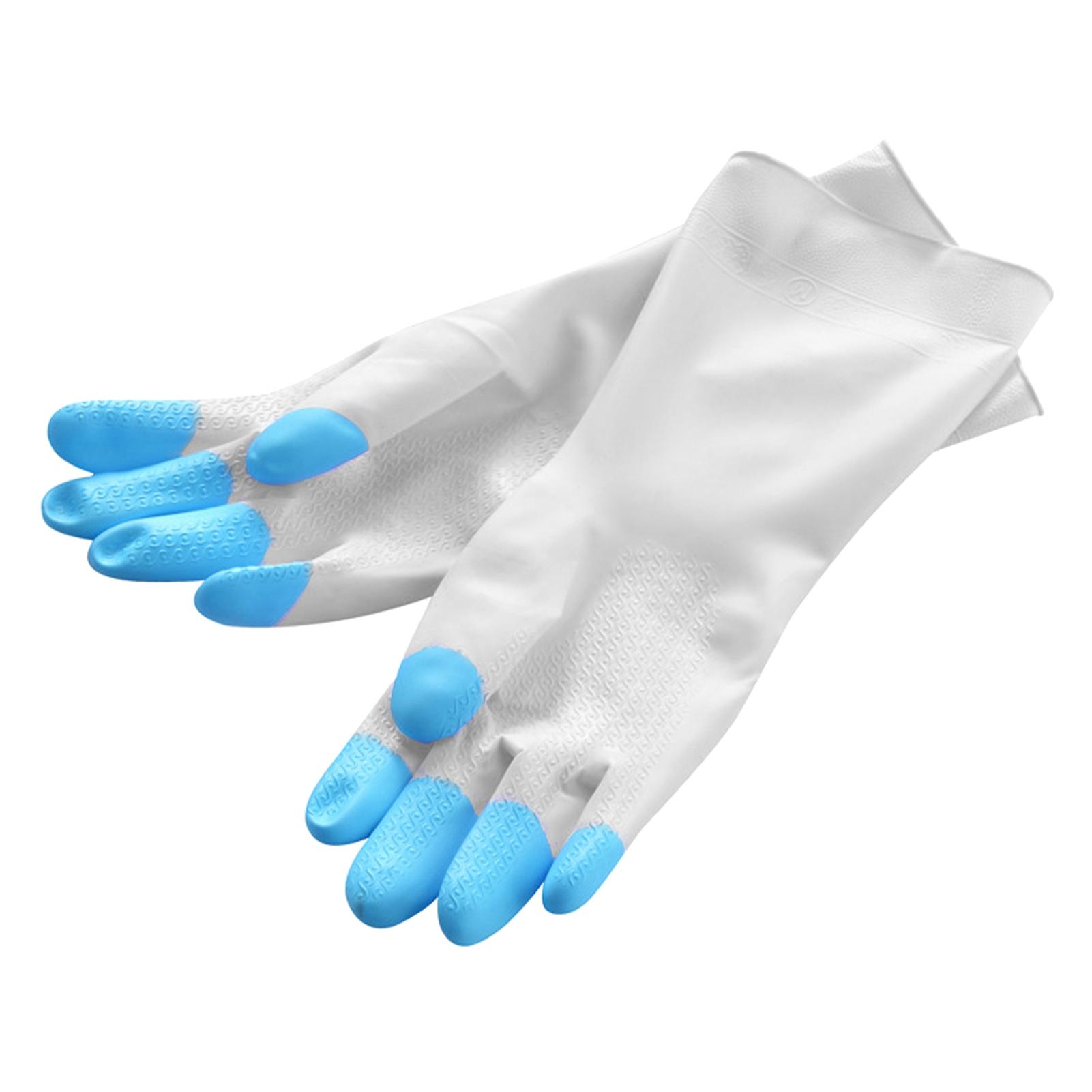 Gants de ménage en PVC, antidérapants, multifonctionnels, ergonomiques, imperméables, pour la vaisselle, bleus