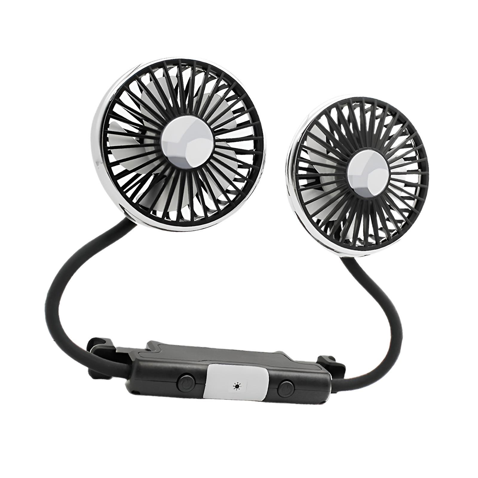 Dual Head Car Fan Devices 3 Speed Seat Fan for Car Backseat SUV Vehicle