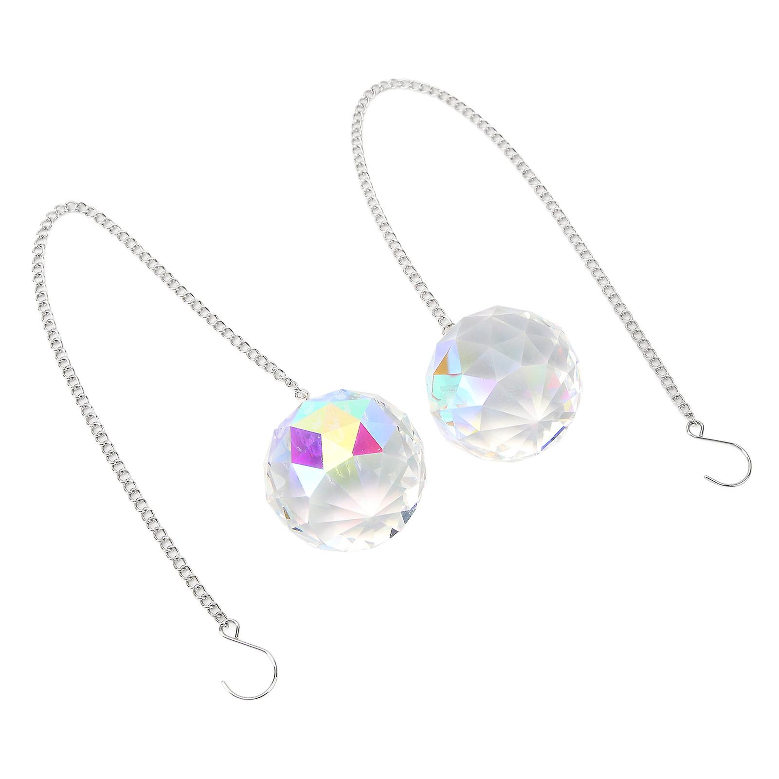 2pcs Crystal Ball Prism Pendant Suncatcher Window Suncatcher Rainow Maker Ornament with Chain for Easy Hanging Colorful 