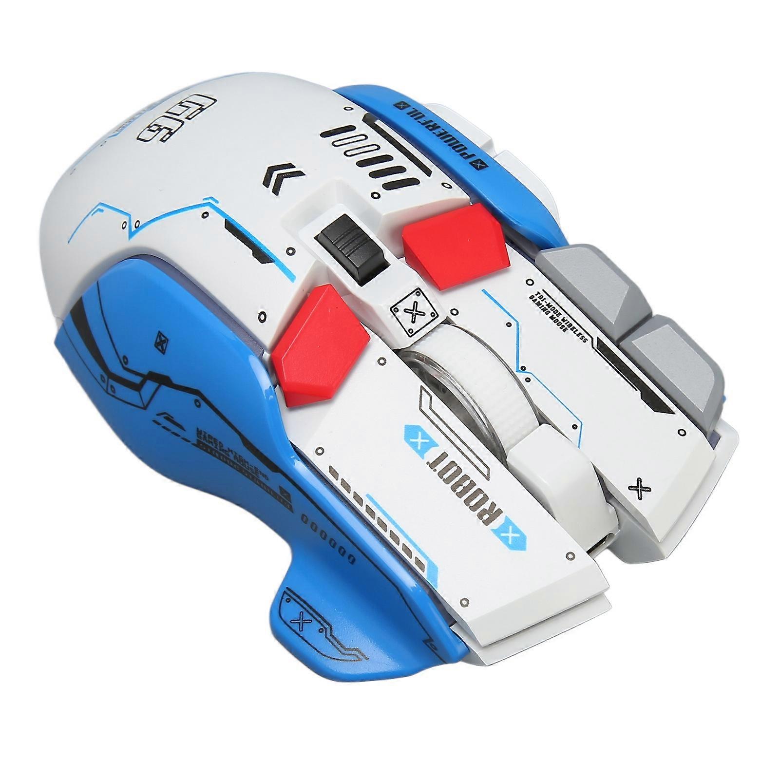 Gaming Mouse 2.4G Wired Bluetooth 3 Mode 5 Adjustable DPI Game Mouse with 11 RGB Light for Windows for Android for IOS White 