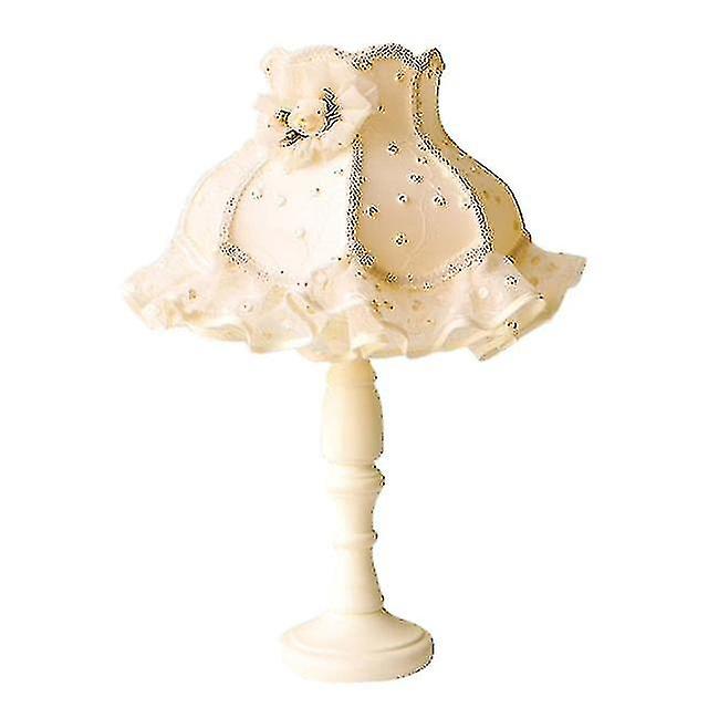 Bedroom table lamp lace lampshade tassel wood desk lighting e27 book d92(f)