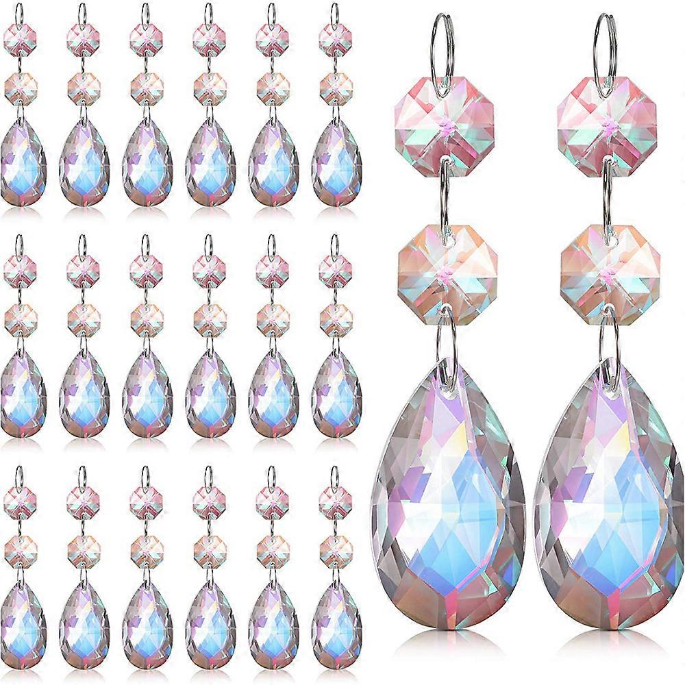 20pcs Lustre Crystal Replacement Rainbow Teardrop Crystal Chandelier Acessórios