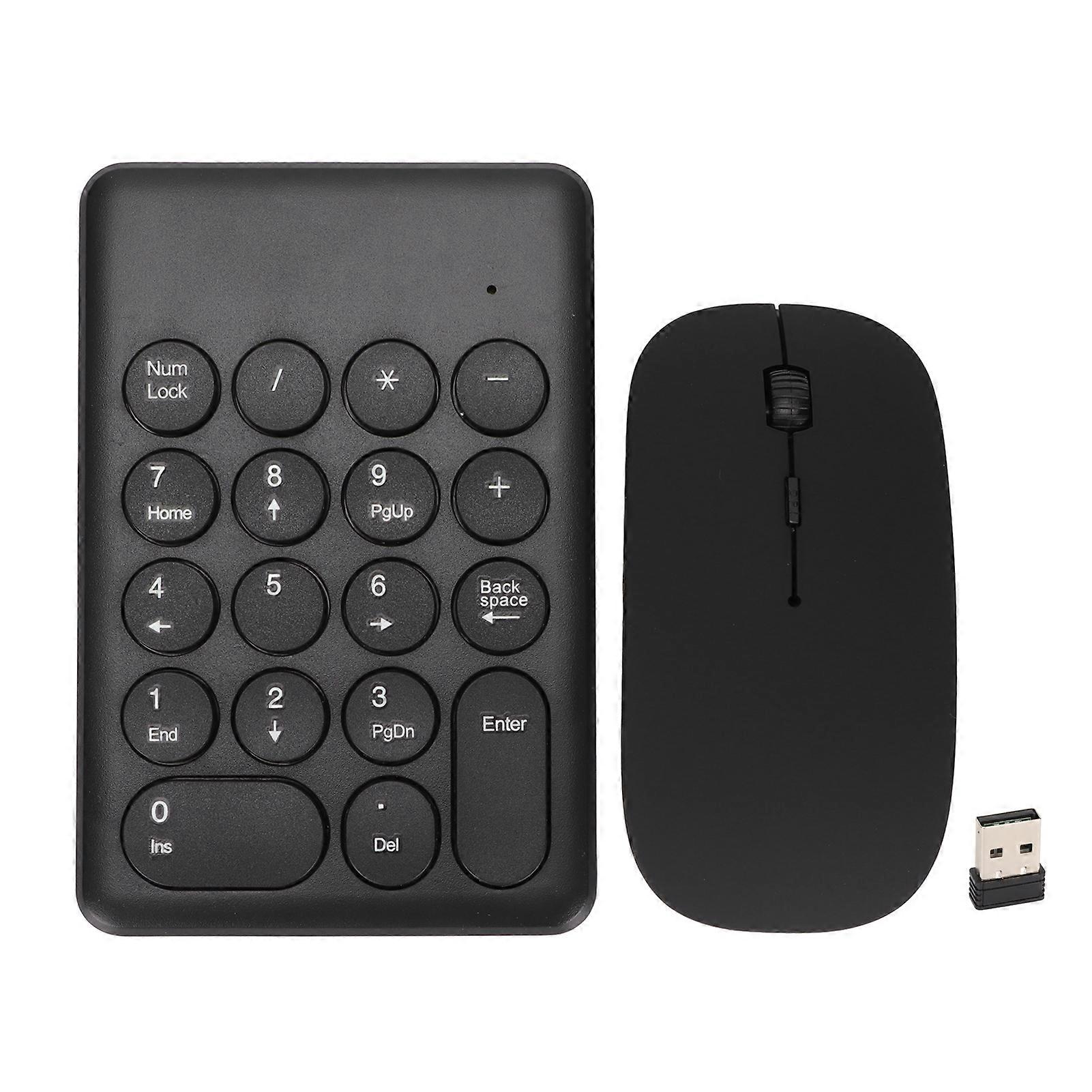 Numeric Keypad Portable Slim 2.4GHz USB Wireless Mini Black Numeric Keyboard Mouse Combo Set for Laptops Desktops PCs