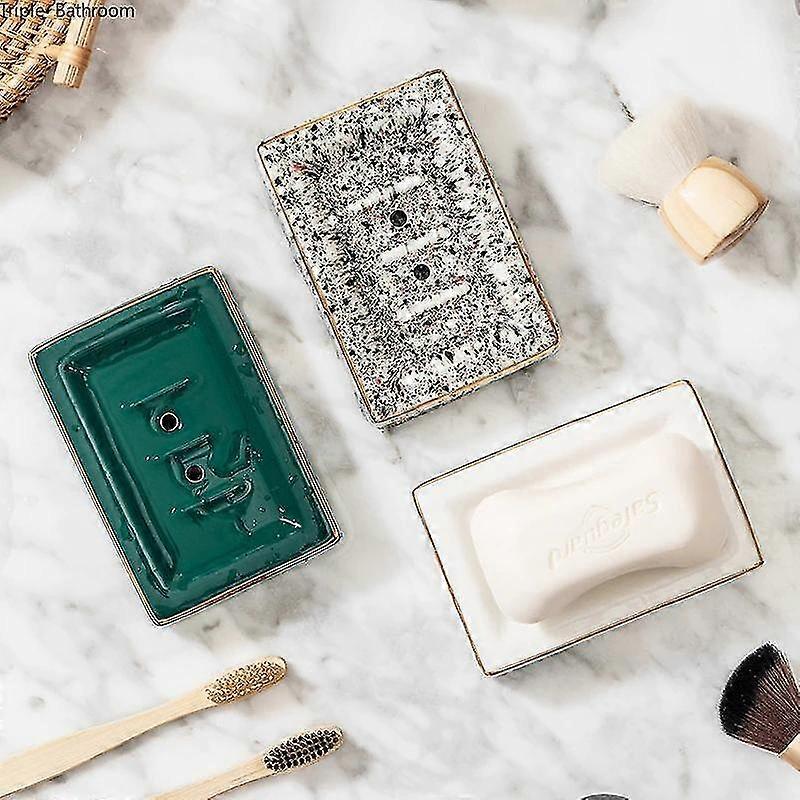 Soap Dishes Holders 1 Pc Ceramics Phnom Penh Soap Box Nordic Style Square Round Shape Soap Rack Storage Green