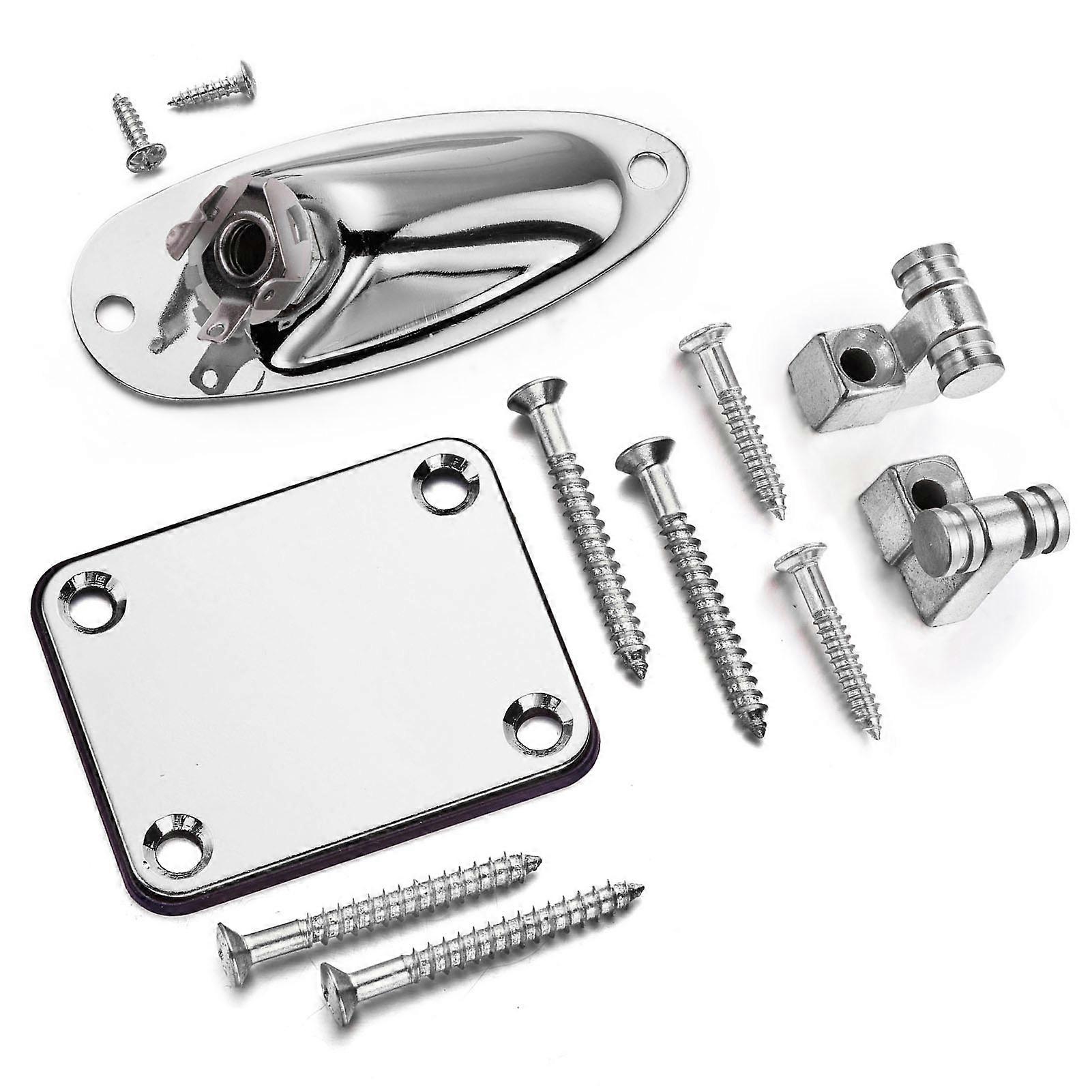Guitar String Tree Retainer Set Guitar Loaded Socket Plate with Screws for Replacement Silver