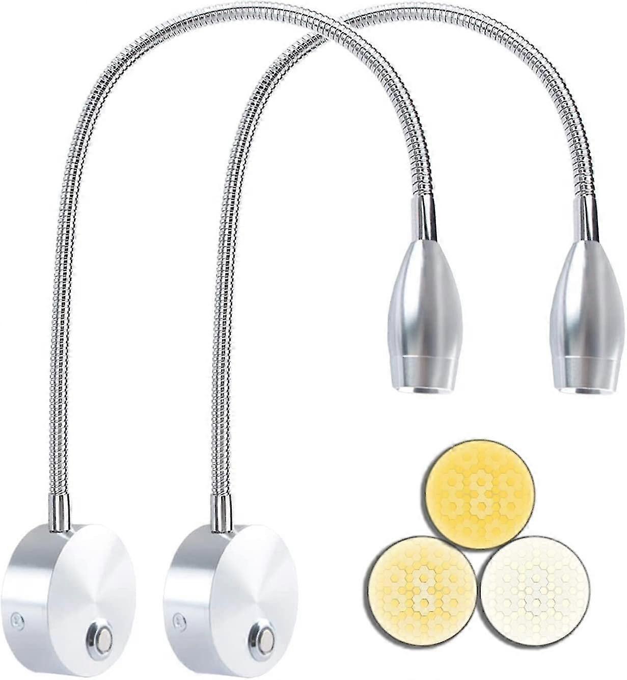 2pcs Reading For Bed Headboard, Reading Lamp, Bedside Mounted Reading Light, Headboard Lamp, 3w Led Touch Dimmable, 3 Temperature, 30