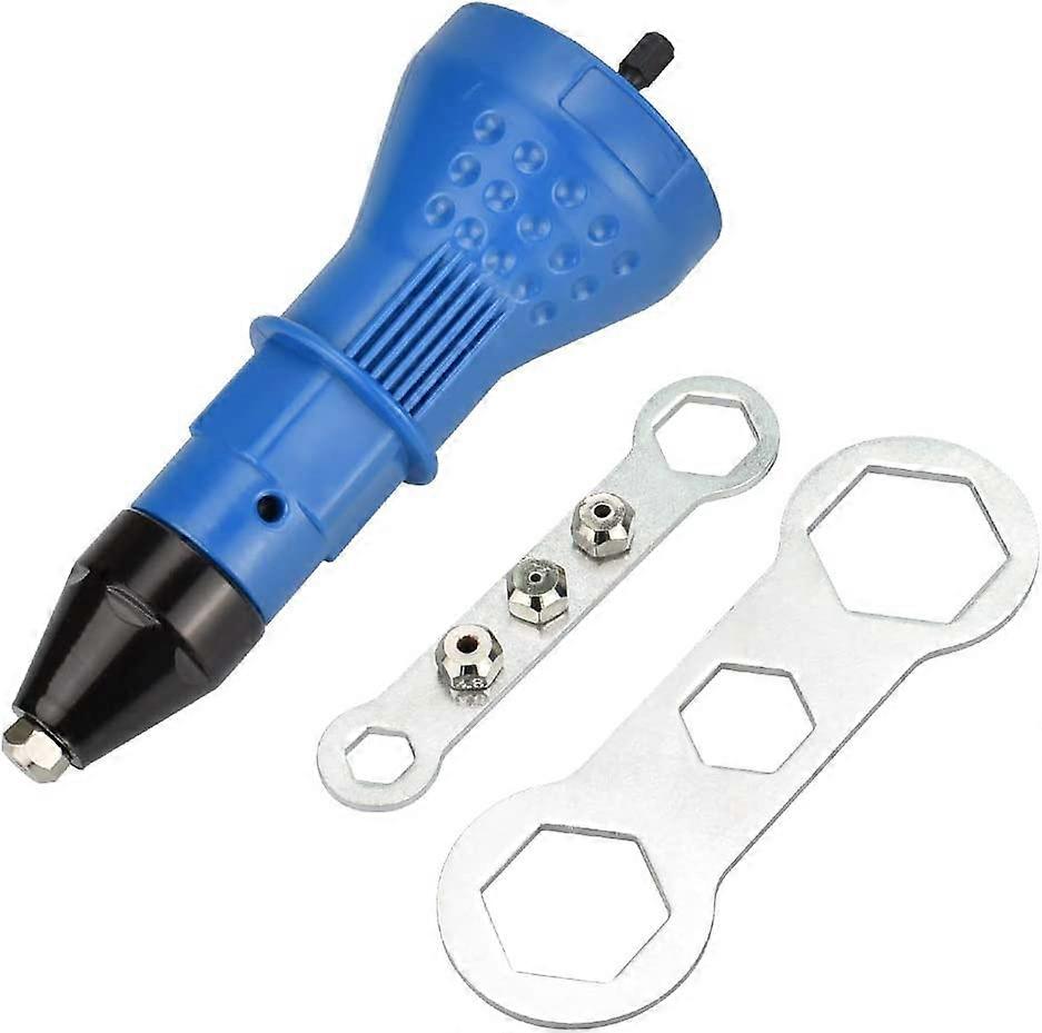 Stainless Steel Riveter Adapter Electric Riveter Gun Riveting Tool with Nozzle and Wrench for Oven, Kitchen, DIY (Blue)