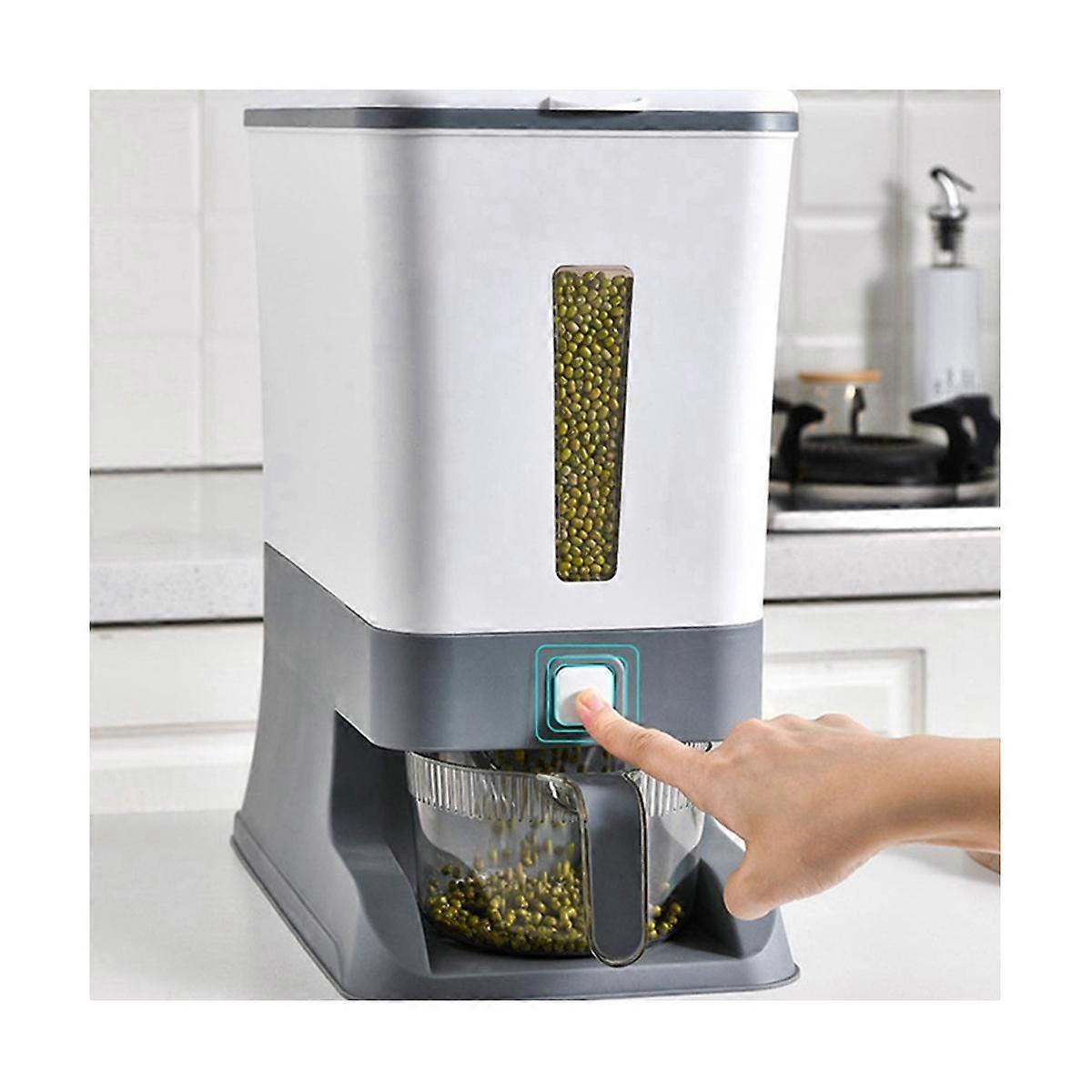 Press-Type Rice Dispenser Sealed Grain Container Storage Household Cereal Rice Box Dispenser Bucket Rice Cans 10KG-A