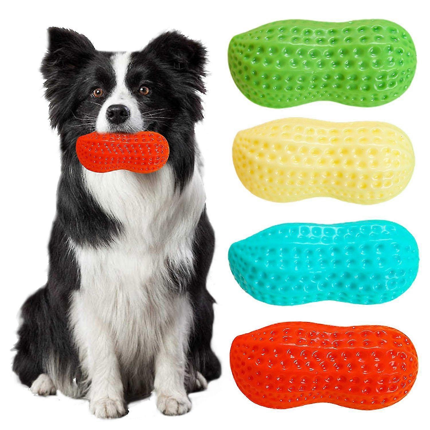 Dog Chew Toy Dog Teething Toy Peanut Shape Bite-resistant Safe No Odor Teeth Cleaning Indestructible-Yvan