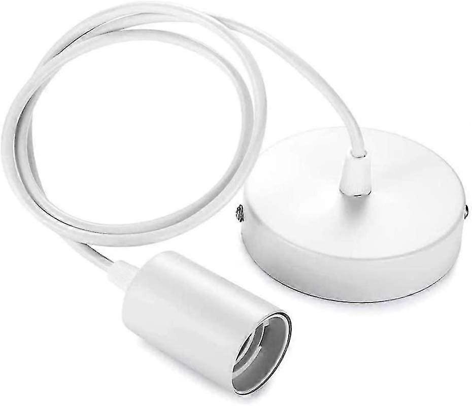 Metal Hanging Plastic Socket,pendant Lamp With Adjustable Cable For E27 Base White[energy Class A+]