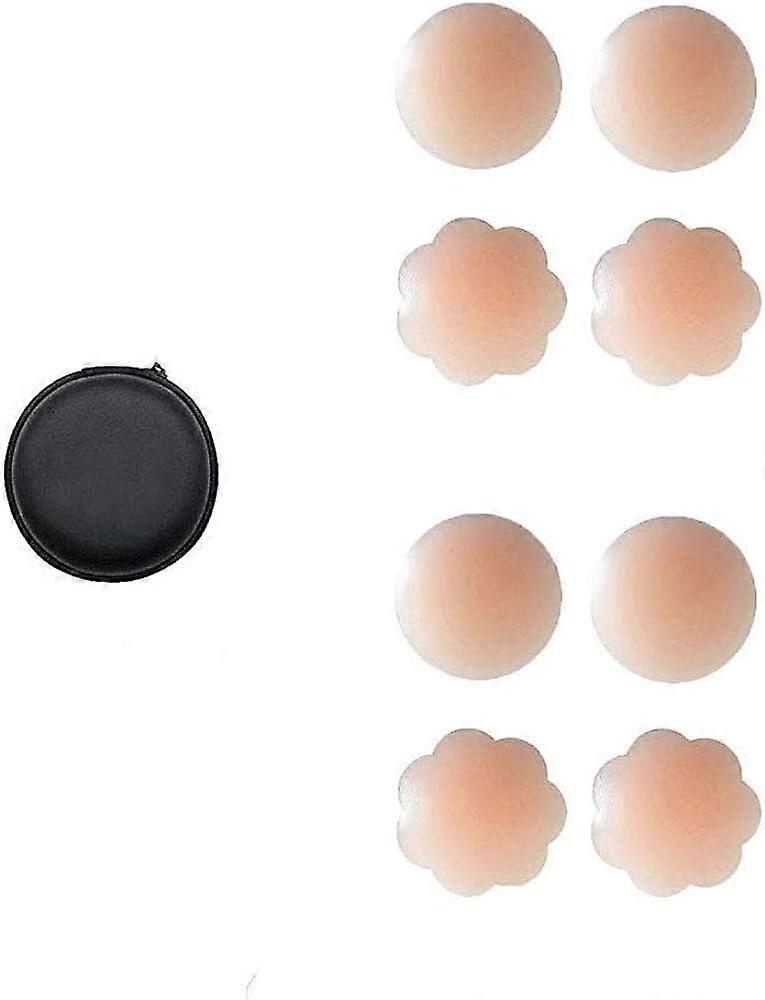 Uygun 4 Çift Meme Kapağı, Yeniden Kullanılabilir Kendinden Yapışkanlı Görünmez Silikon Meme Kapağı