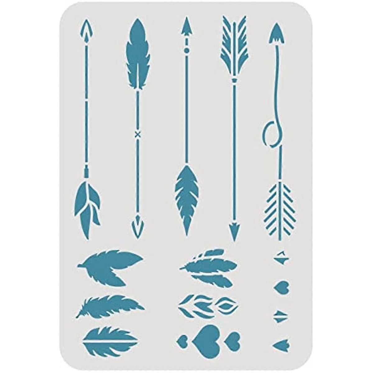 Arrows Stencils Arrows Sets Painting Stencils Plastic Arrows Heart Feather Pattern Stencils DIY Arrows Crafts Stencil Reusable Stencils for Painting o