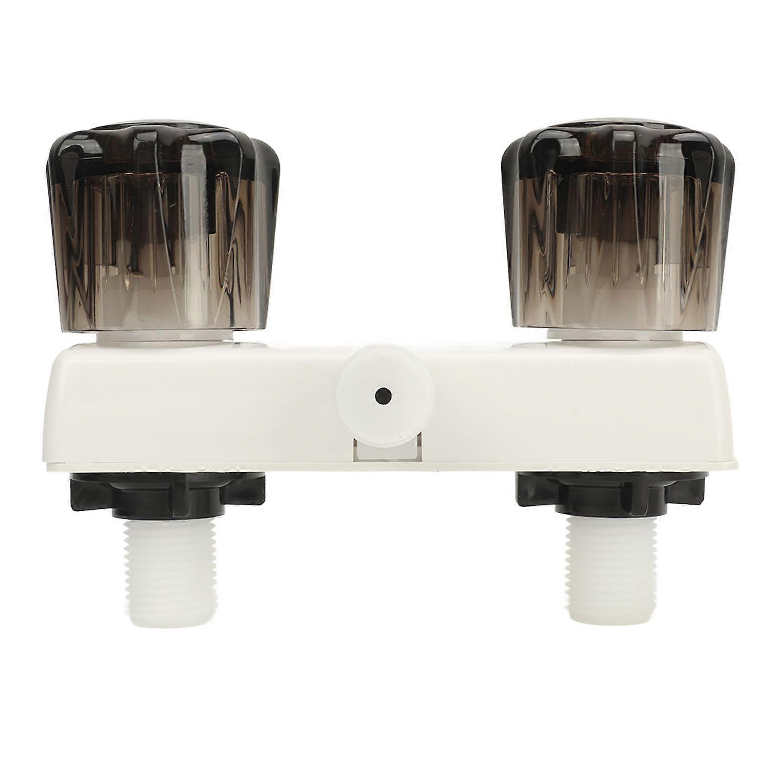 RV Shower Valve Diverter Easy to Install Shower Faucet with 2 Knobs for Boat Wagon White Base