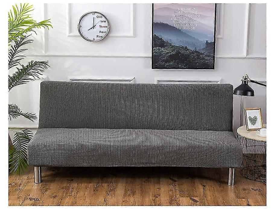 Sofa Bed,Futon Slipcover, Sofa Cover Stretch Armless Anti-Slip Elastic Full Folding Couch Sofa Shield fits Folding(Gray)