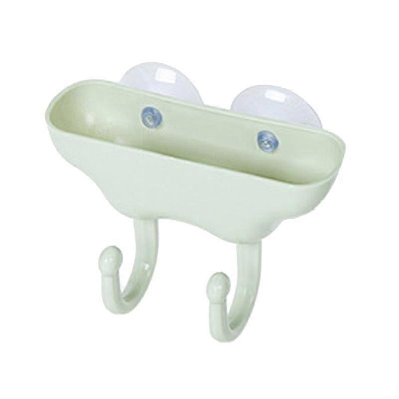 Bathroom Green Plastic Moisture Storage Box Multifunctional Soap Box With Double Hook